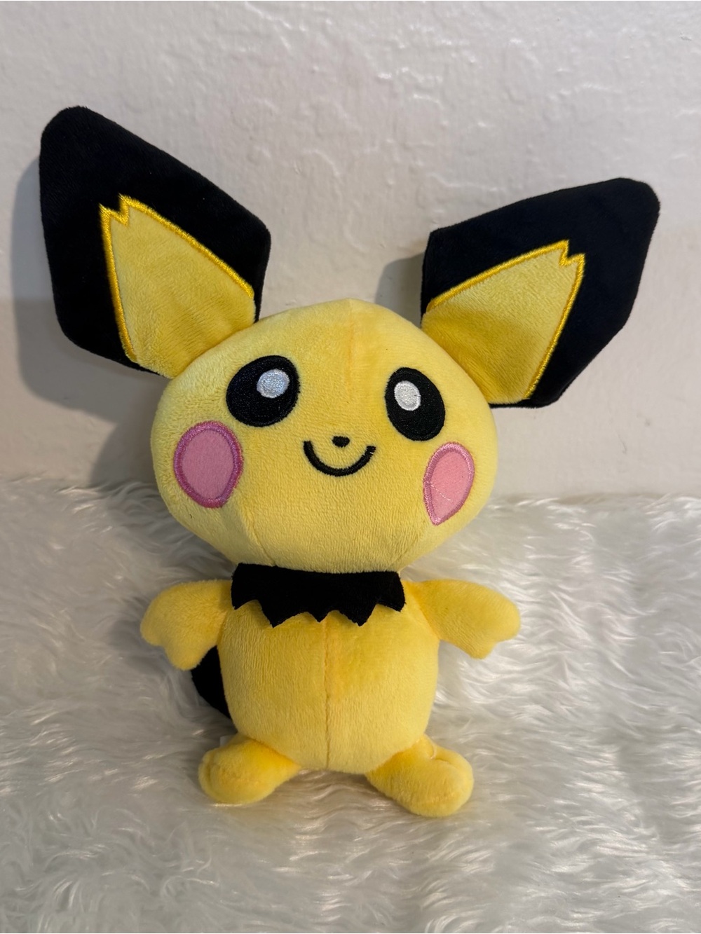 Pokemon Center GAME FREAK Spiky-eared Pichu 8” Plush 2018 embroidered face